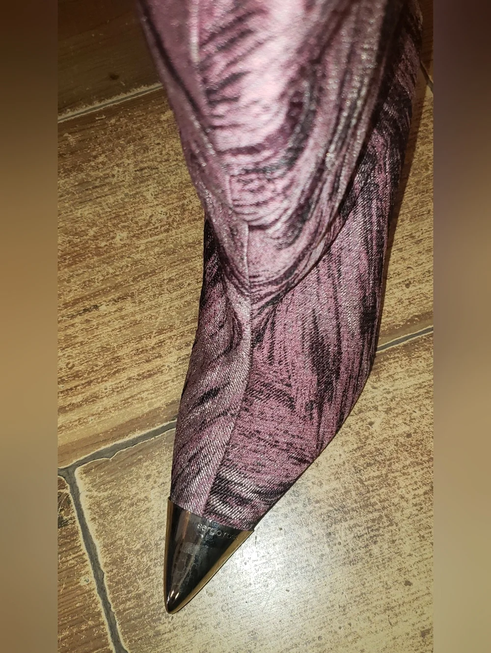 Sergio Rossi Purple Lilac Silver Pointy Toe Cap Thigh High Boots. 40
